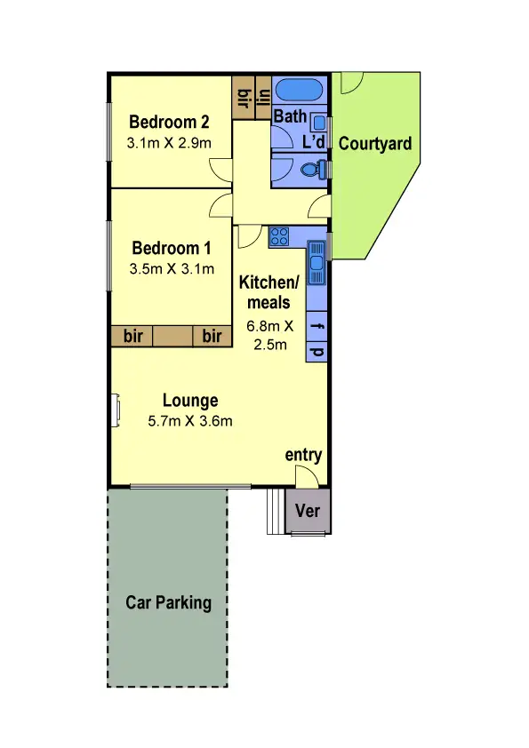 Floorplan of Homely unit listing, 1/2 Ashley Street, Reservoir VIC 3073