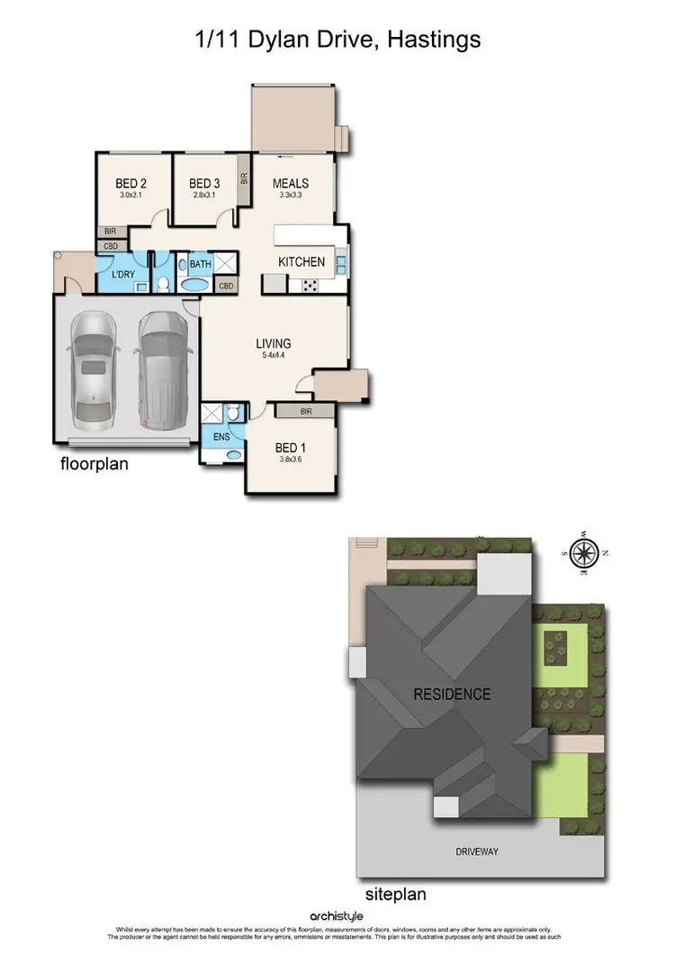 Floorplan of Homely unit listing, 1/11 Dylan Drive, Hastings VIC 3915