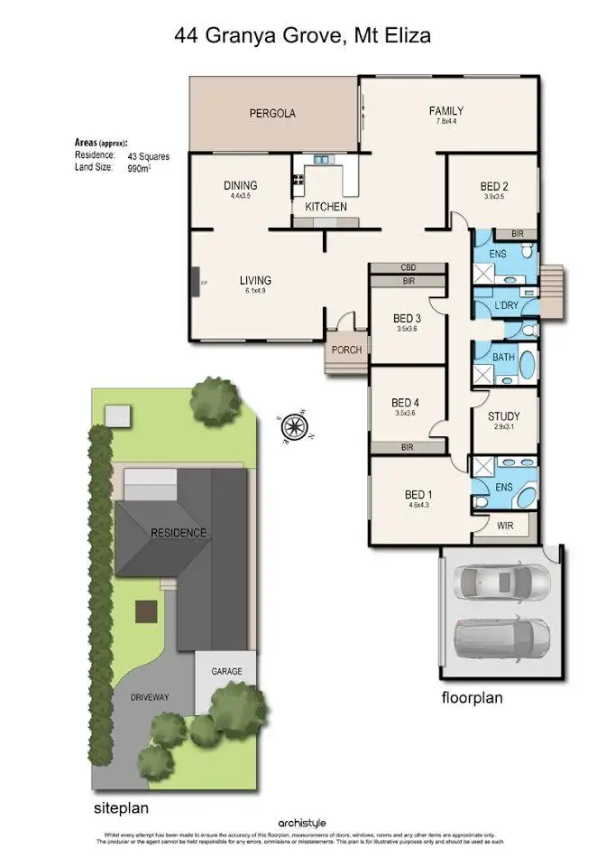Floorplan of Homely house listing, 44 Granya Grove, Mount Eliza VIC 3930