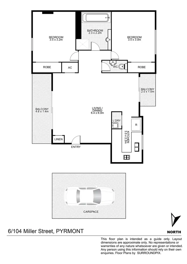 Floorplan of Homely apartment listing, 6/104 Miller Street, Pyrmont NSW 2009