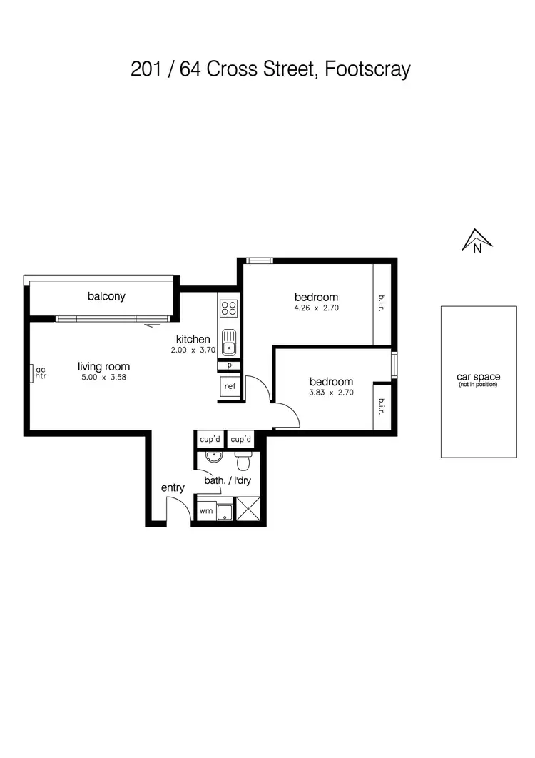 Floorplan of Homely apartment listing, 201/64 Cross Street, Footscray VIC 3011