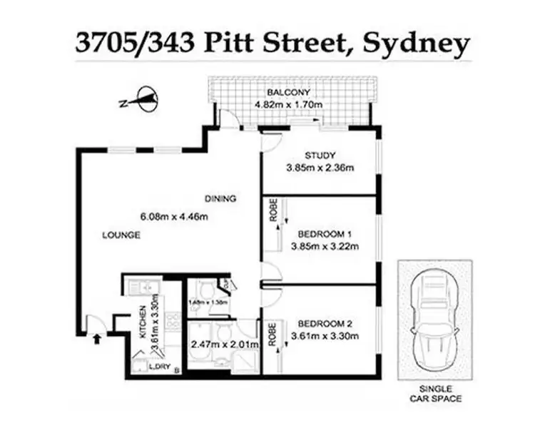 Floorplan of Homely apartment listing, 3705/343 Pitt Street, Sydney NSW 2000