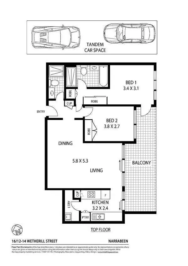 Floorplan of Homely apartment listing, 16/12-14 Wetherill Street, Narrabeen NSW 2101