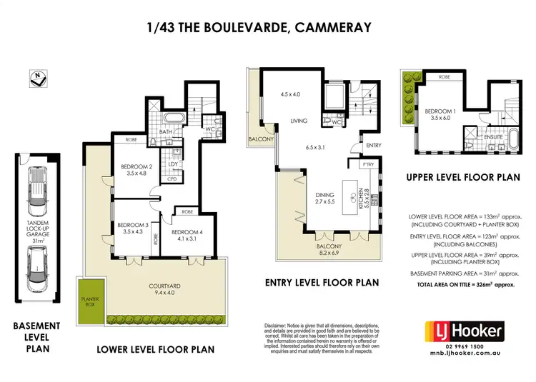 Floorplan of Homely townhouse listing, 1/43 The Boulevarde, Cammeray NSW 2062