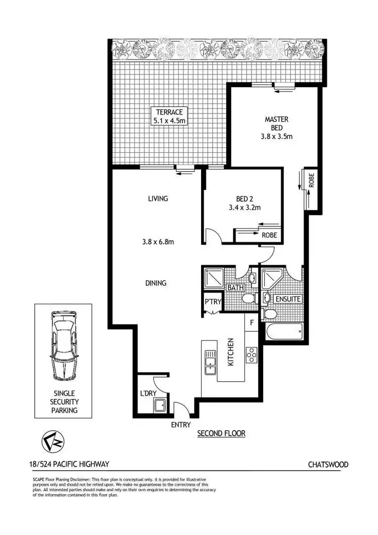 Floorplan of Homely apartment listing, 18/524 Pacific Highway, Chatswood NSW 2067