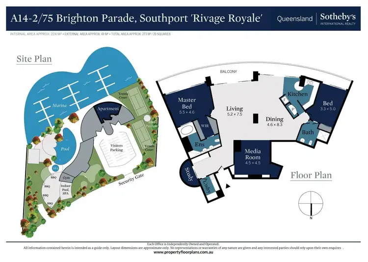 Floorplan of Homely unit listing, A14-2/75 Brighton Parade, Southport QLD 4215