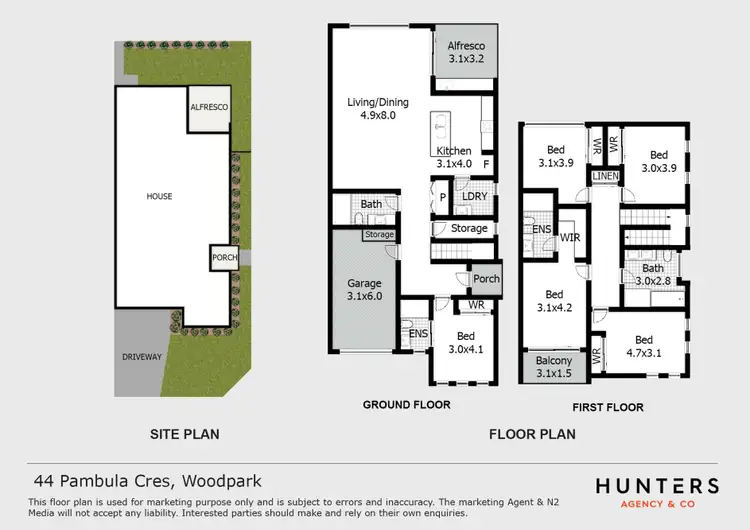 Floorplan of Homely semi-detached listing, 44 Pambula Crescent, Woodpark NSW 2164