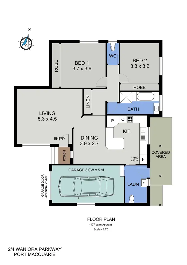 Floorplan of Homely villa listing, 2/4 Waniora Parkway, Port Macquarie NSW 2444