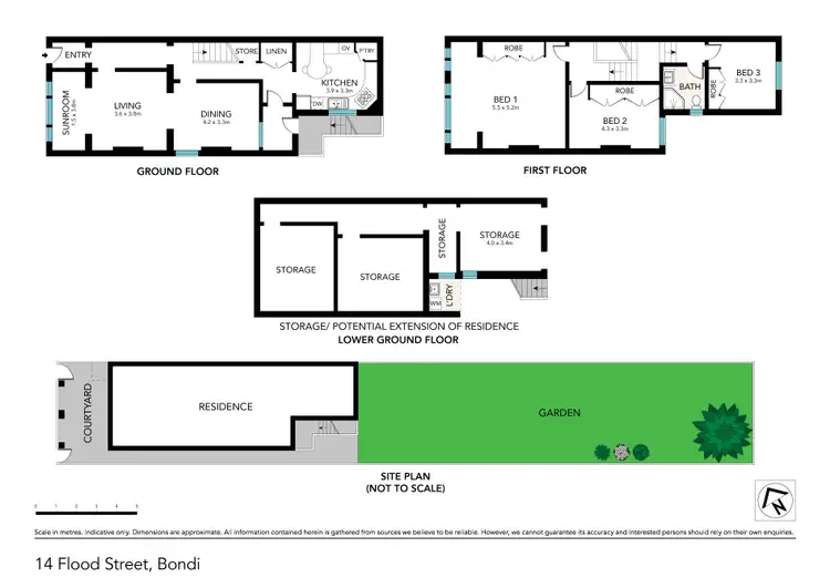 Floorplan of Homely semi-detached listing, 14 Flood Street, Bondi NSW 2026