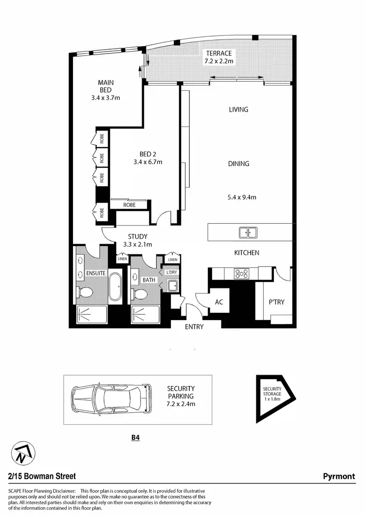 Floorplan of Homely apartment listing, 2/15 Bowman Street, Pyrmont NSW 2009