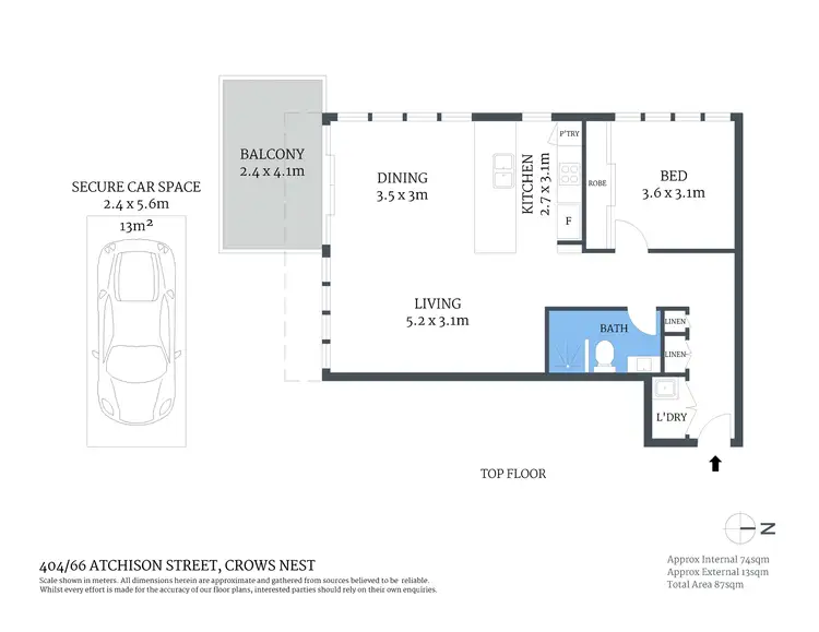 Floorplan of Homely apartment listing, 404/66 Atchison Street, Crows Nest NSW 2065