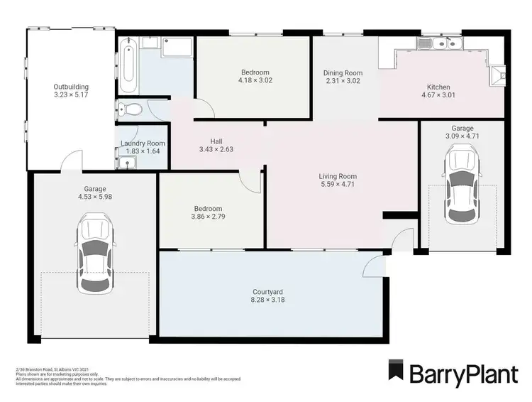 Floorplan of Homely unit listing, 2/36 Branston Road, St Albans VIC 3021