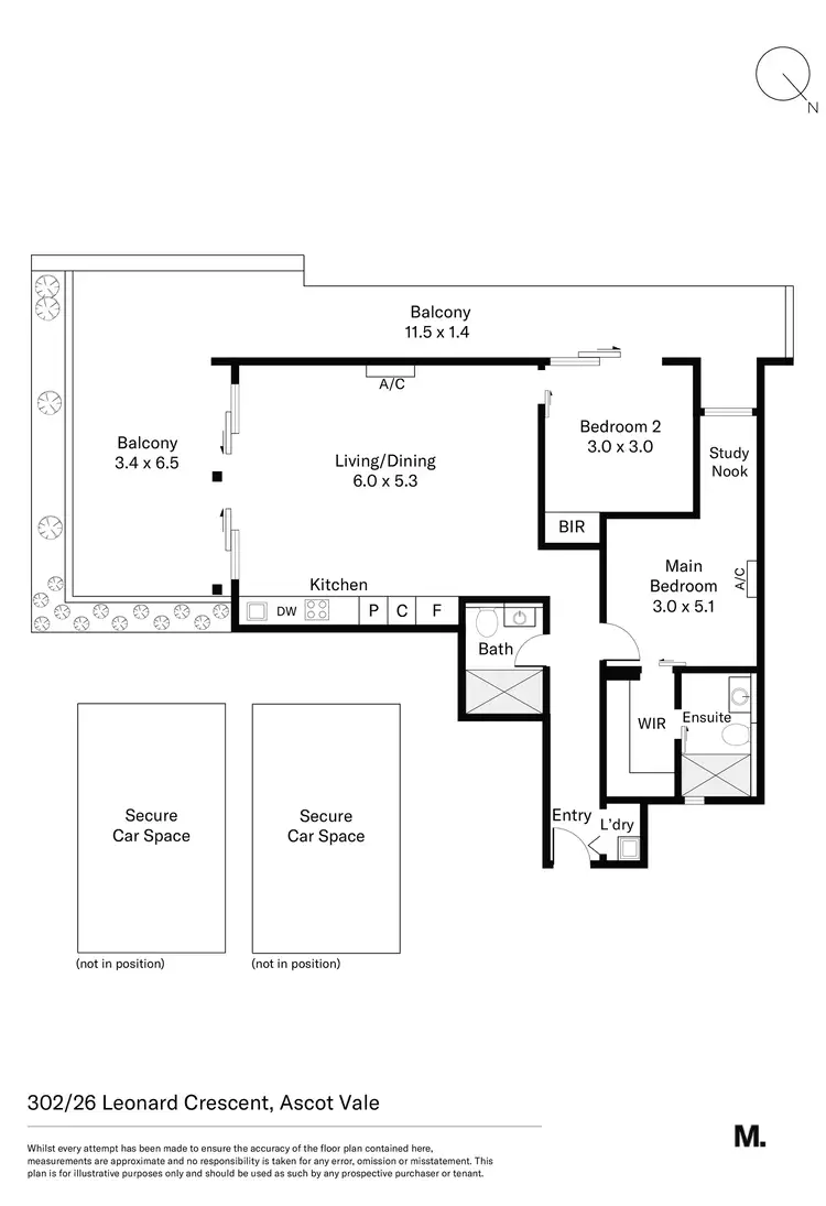 Floorplan of Homely apartment listing, 302/26 Leonard Crescent, Ascot Vale VIC 3032