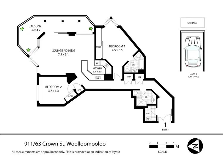 Floorplan of Homely apartment listing, 911/63 Crown Street, Woolloomooloo NSW 2011