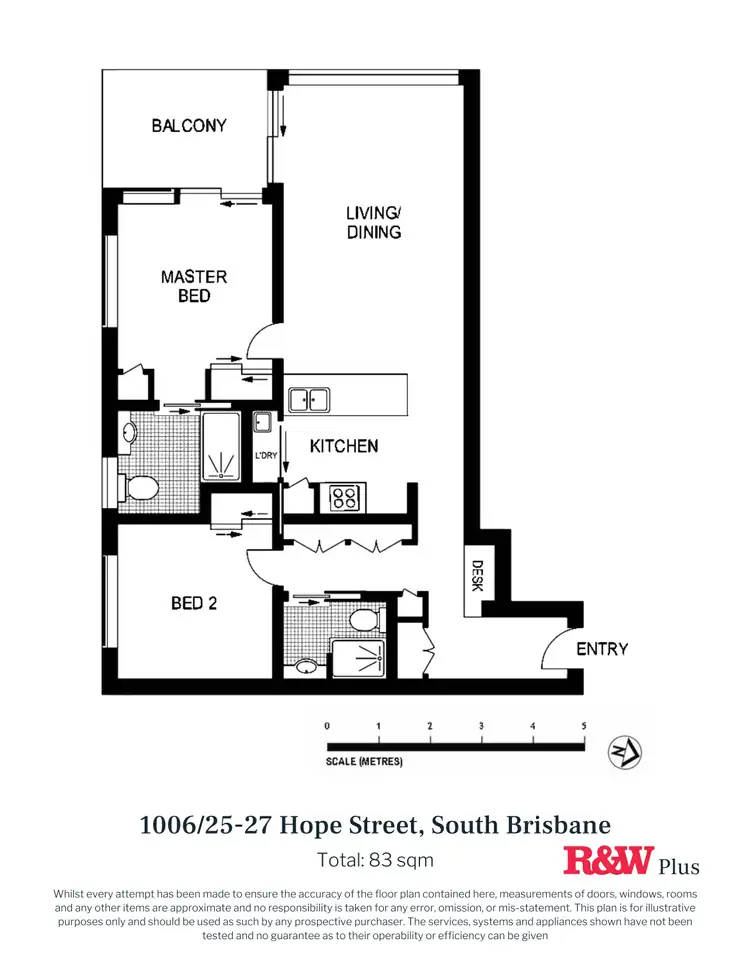Floorplan of Homely unit listing, 1006/25-27 Hope Street, South Brisbane QLD 4101