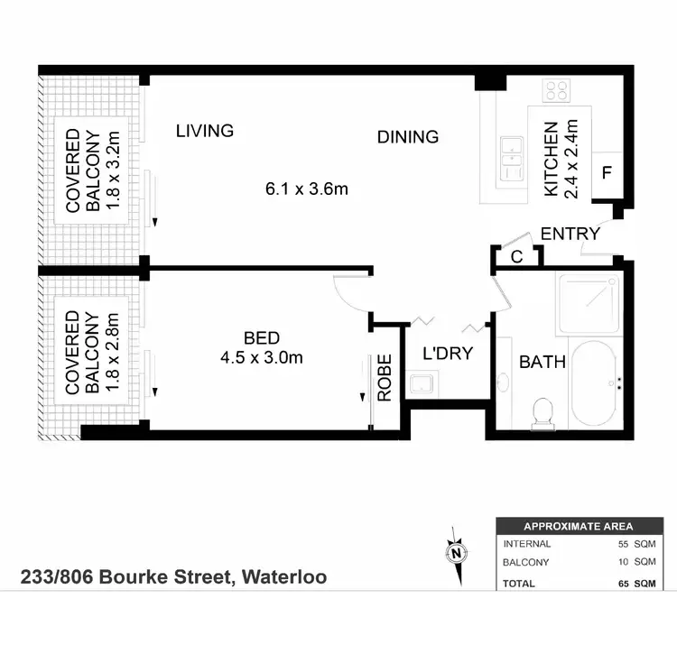 Floorplan of Homely apartment listing, 233/806 Bourke Street, Waterloo NSW 2017