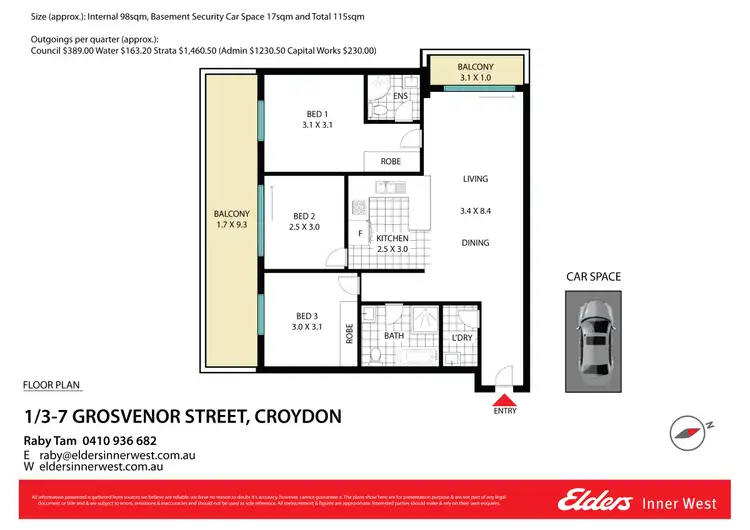 Floorplan of Homely apartment listing, 1/3-7 Grosvenor Street, Croydon NSW 2132
