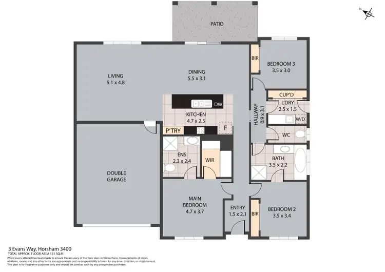 Floorplan of Homely house listing, 3 Evans Way, Horsham VIC 3400