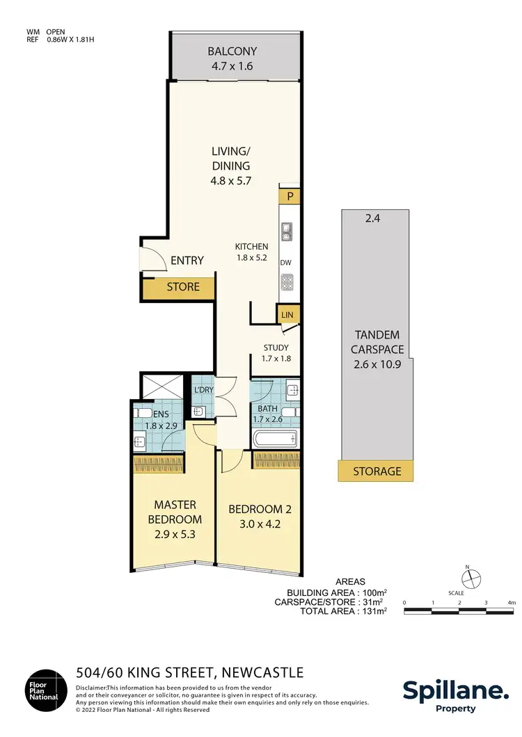 Floorplan of Homely apartment listing, 504/60 King Street, Newcastle NSW 2300