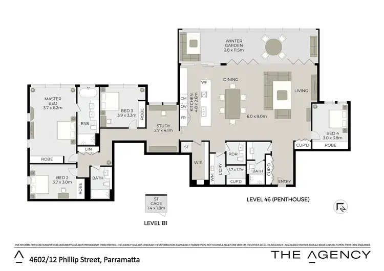 Floorplan of Homely apartment listing, 4602/12 Phillip Street, Parramatta NSW 2150