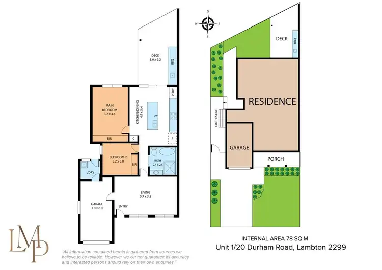 Floorplan of Homely semi-detached listing, 1/20 Durham Road, Lambton NSW 2299