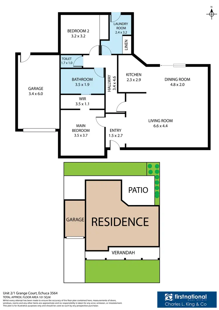 Floorplan of Homely townhouse listing, 2/1 Grange Court, Echuca VIC 3564