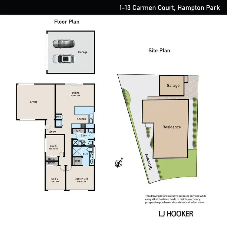 Floorplan of Homely unit listing, 1/13 Carmen Court, Hampton Park VIC 3976
