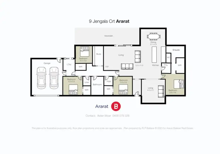 Floorplan of Homely house listing, 9 Jengarla Court, Ararat VIC 3377