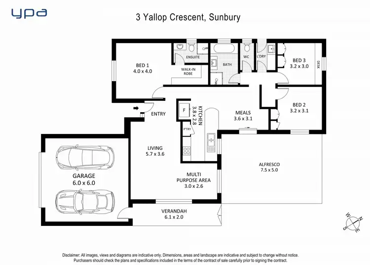 Floorplan of Homely house listing, 3 Yallop Crescent, Sunbury VIC 3429