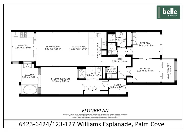 Floorplan of Homely apartment listing, 6423-6424/123-127 Williams Esplanade, Palm Cove QLD 4879