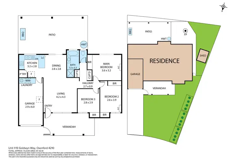 Floorplan of Homely semi-detached listing, 1/13 Goldwyn Way, Oxenford QLD 4210