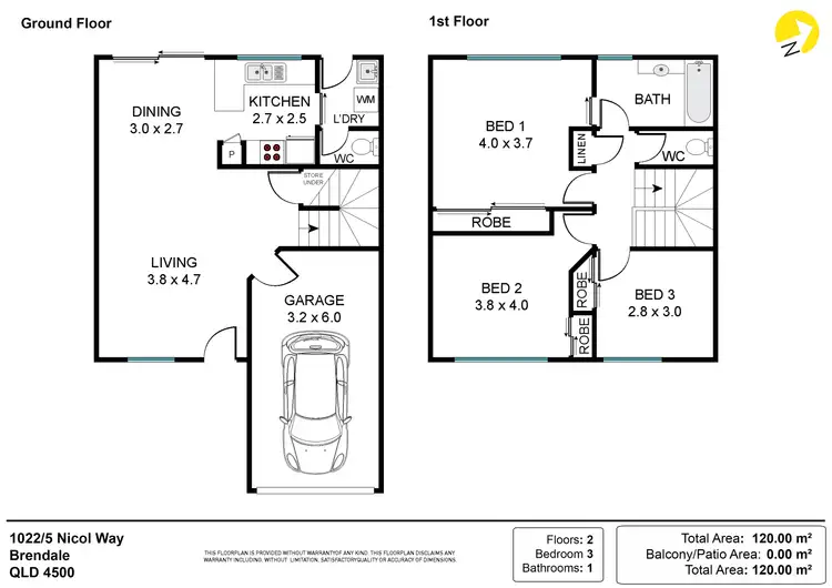 Floorplan of Homely townhouse listing, 1022/2 Nicol Way, Brendale QLD 4500