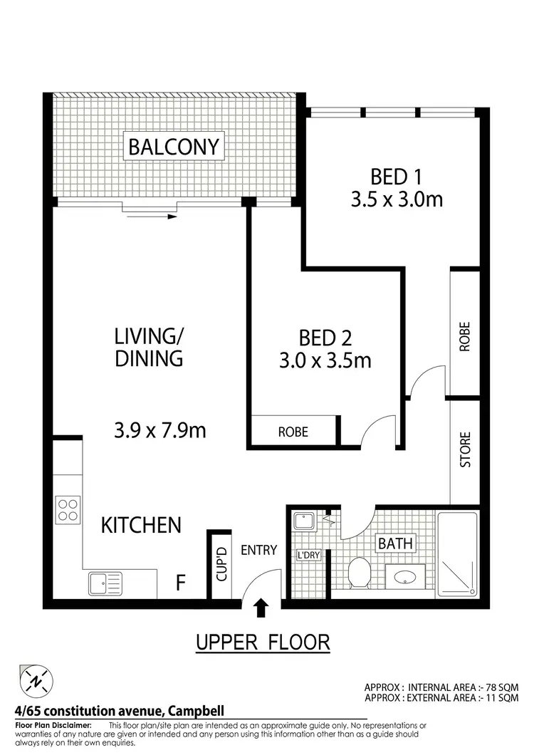 Floorplan of Homely apartment listing, 4/65 Constitution Avenue, Campbell ACT 2612
