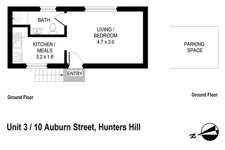 Floorplan of Homely studio listing, 3/10 Auburn Street, Hunters Hill NSW 2110