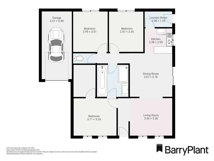 Floorplan of Homely unit listing, 3/47 Scott Avenue, St Albans VIC 3021