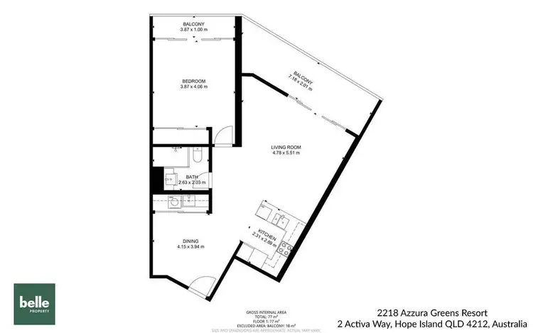 Floorplan of Homely apartment listing, 2218/2 Activa Way, Hope Island QLD 4212