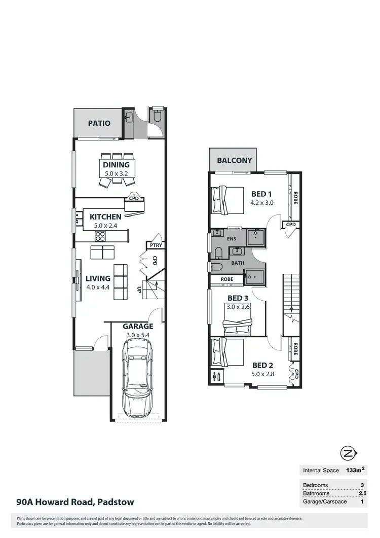 Floorplan of Homely semi-detached listing, 90A Howard Road, Padstow NSW 2211