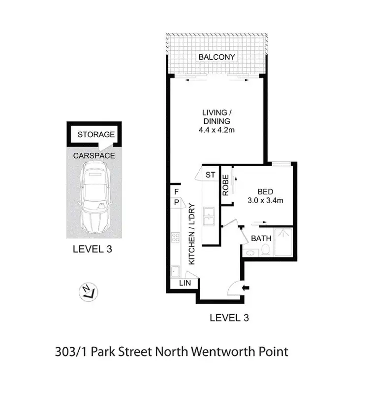 Floorplan of Homely apartment listing, Level 3/303/1 Park Street North, Wentworth Point NSW 2127