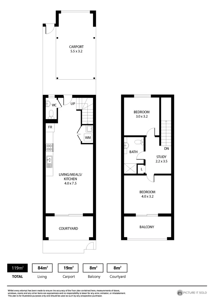 Floorplan of Homely townhouse listing, 6/17 Euston Walk, Mawson Lakes SA 5095