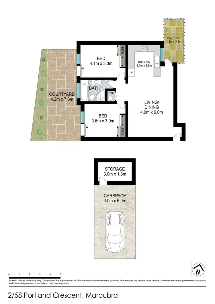 Floorplan of Homely apartment listing, 2/58 Portland Crescent, Maroubra NSW 2035