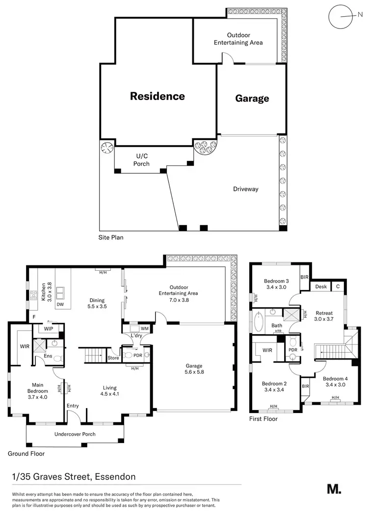 Floorplan of Homely townhouse listing, 1/35 Graves Street, Essendon VIC 3040