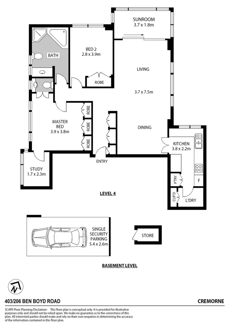 Floorplan of Homely apartment listing, 403/206 Ben Boyd Road, Cremorne NSW 2090