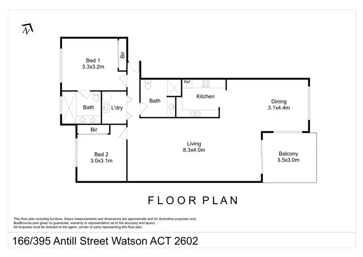 Floorplan of Homely apartment listing, 166/395 Antill Street, Watson ACT 2602