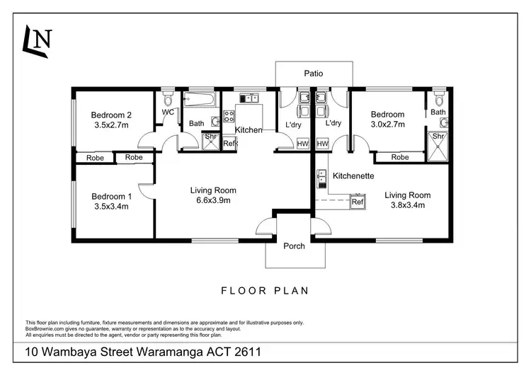 Floorplan of Homely semi-detached listing, 10 Wambaya Crescent, Waramanga ACT 2611