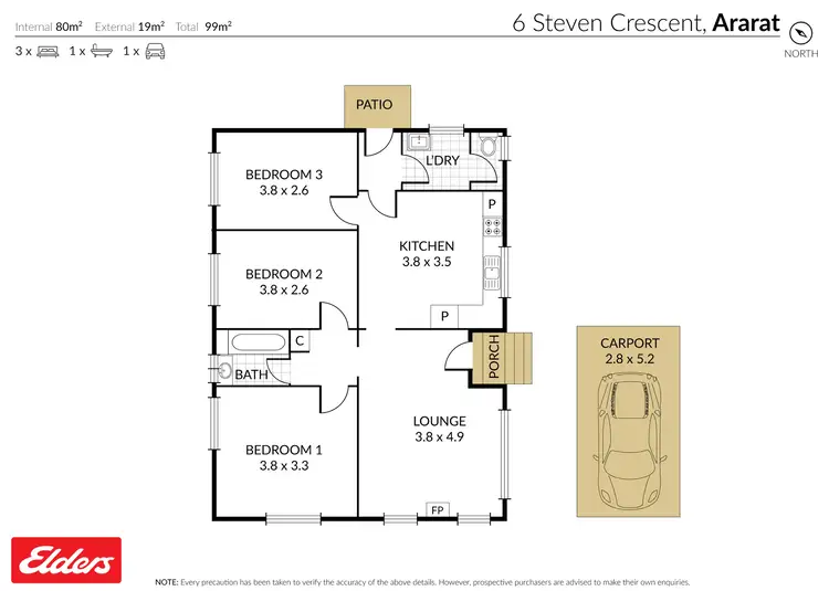 Floorplan of Homely house listing, 6 Steven Crescent, Ararat VIC 3377