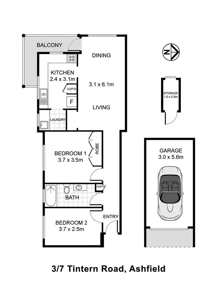 Floorplan of Homely apartment listing, 3/7 Tintern Road, Ashfield NSW 2131