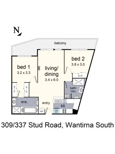 Floorplan of Homely unit listing, 309/337 Stud Road, Wantirna South VIC 3152