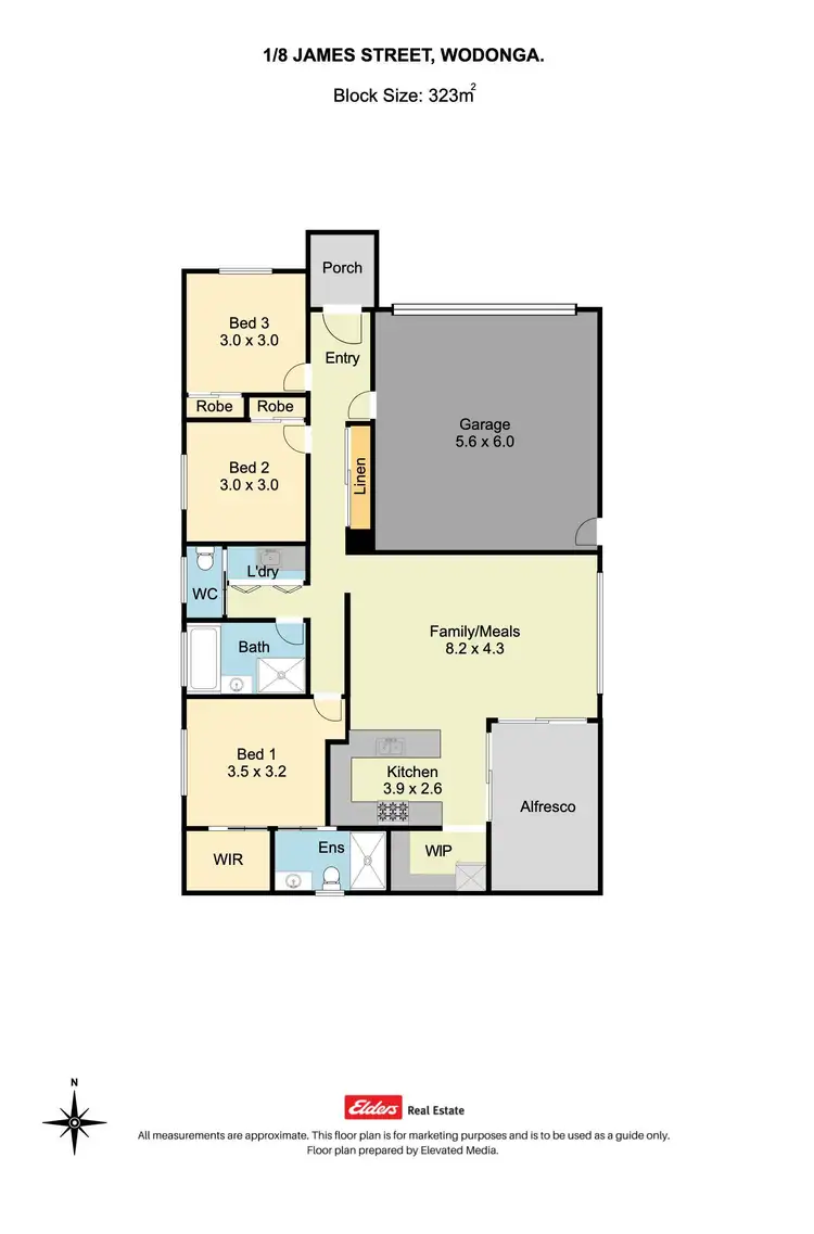 Floorplan of Homely townhouse listing, 1/8 James Street, Wodonga VIC 3690