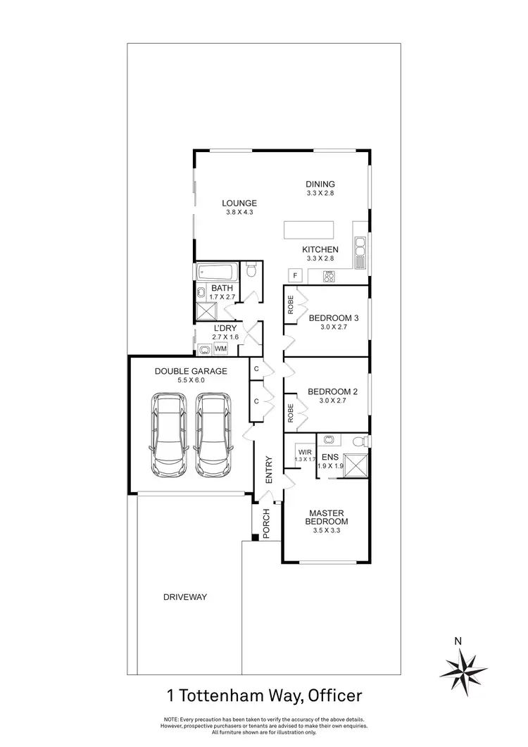 Floorplan of Homely house listing, 1 Tottenham Way, Officer VIC 3809