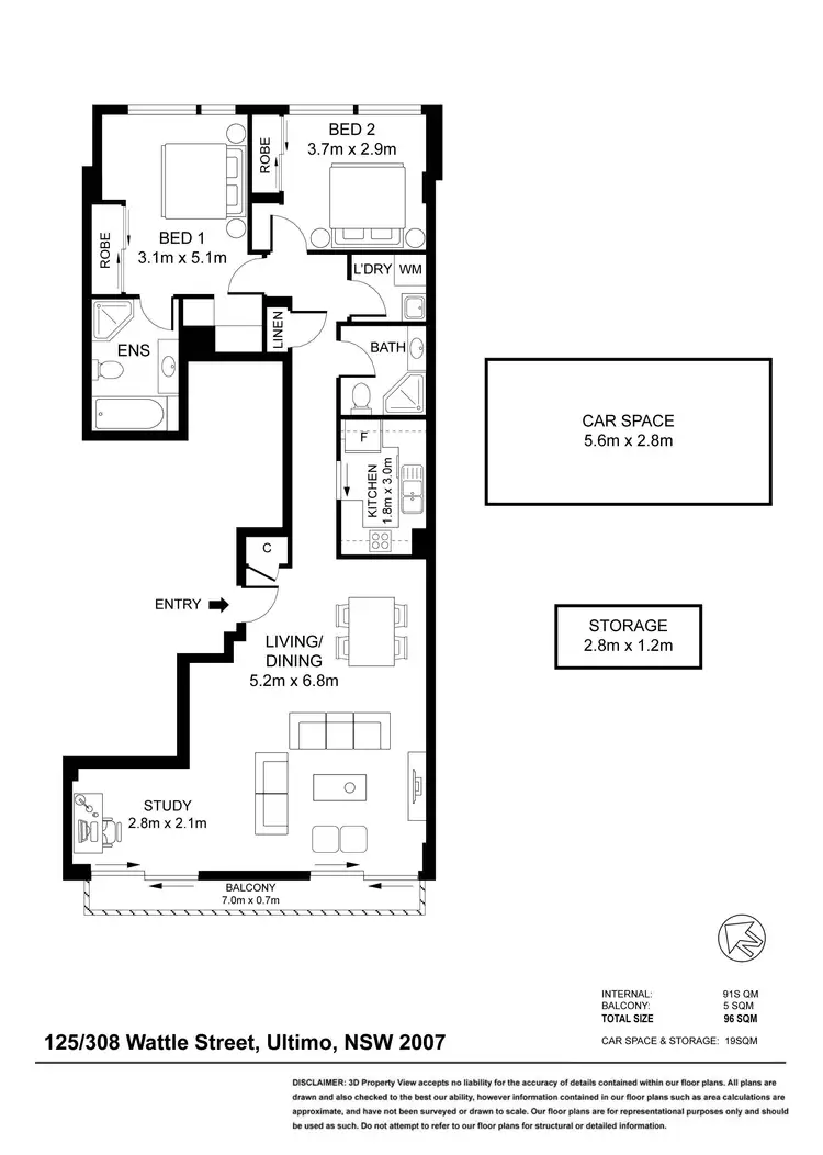 Floorplan of Homely apartment listing, 125/308 Wattle Street, Ultimo NSW 2007